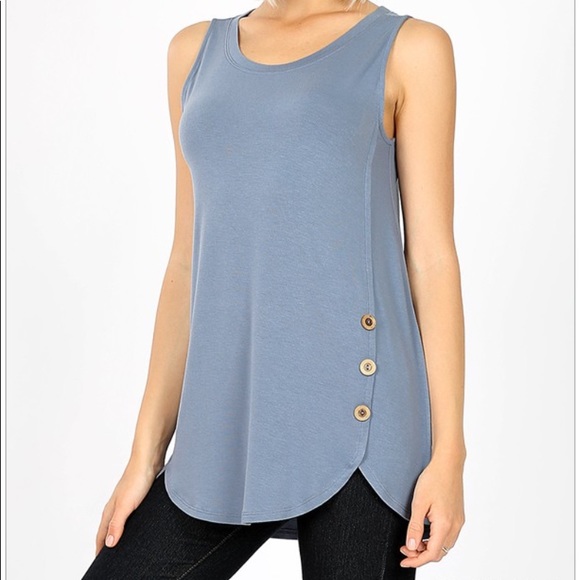 Zenana Outfitters Tops - Button Tank - cement